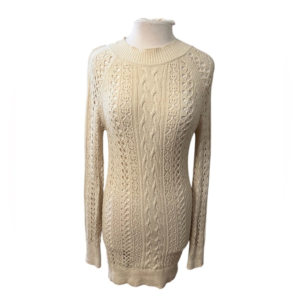 Free People Crochet Cable Knit Sweater Dress - Medium